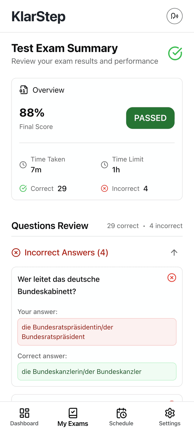 KlarStep application screenshot